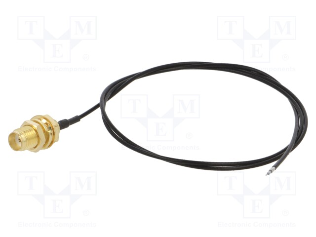 Cable; 50Ω; 0.5m; wires,SMA socket; black; straight