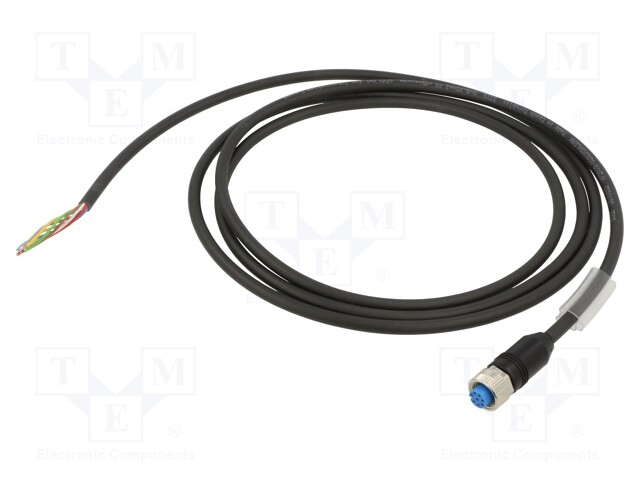 Connection lead; M12; PIN: 8; straight; 2m; plug; 30VAC; 2A; -40÷80°C