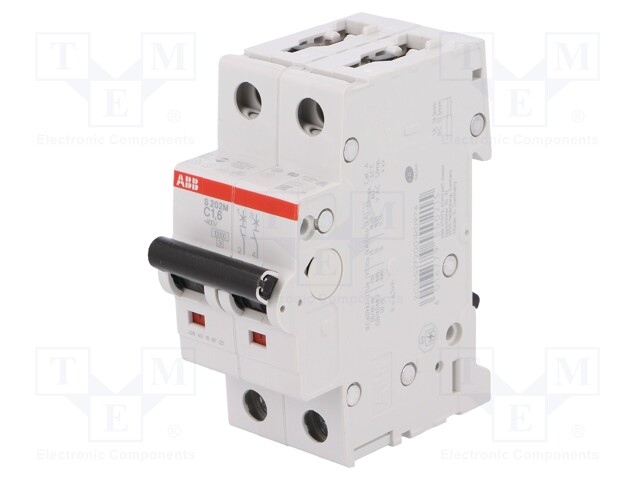 Circuit breaker; 400VAC; Inom: 1.6A; Poles: 2; DIN; Charact: C; 10kA