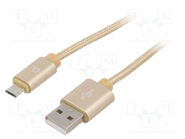 Cable; USB 2.0; USB A plug,USB B micro plug; gold-plated; 1.8m