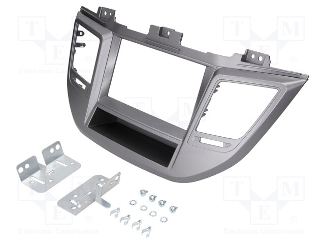 Radio mounting frame; Hyundai; 2 DIN; silver