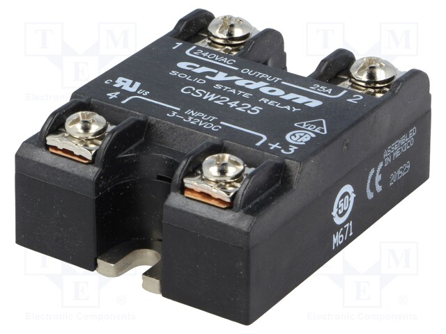 Relay: solid state; Ucntrl: 3÷32VDC; 25A; 24÷280VAC; -40÷80°C; IP00