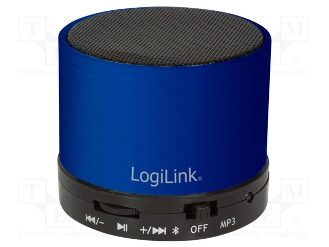 Speaker; blue; 10m; 4h; 3W; Kit: loudspeaker,USB cable