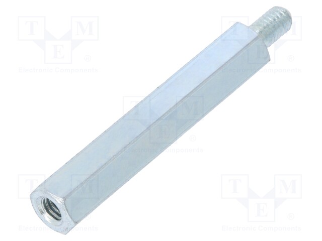 Screwed spacer sleeve; Int.thread: M4; 40mm; Ext.thread: M4; steel