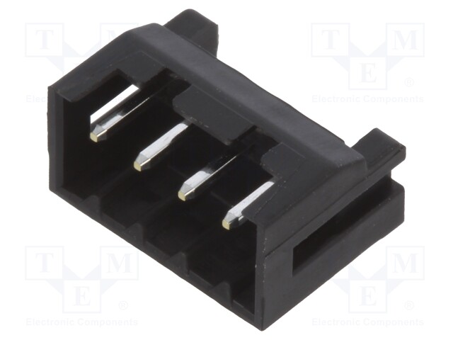 Socket; wire-wire/PCB; male; DF3; 2mm; PIN: 4; THT; on PCBs; tinned