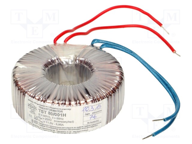 Transformer: toroidal; for halogen lamps; 80VA; 230VAC; 11.5V