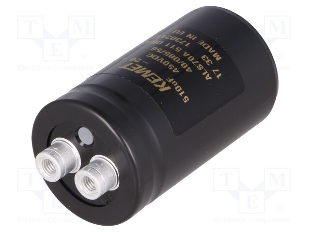 Capacitor: electrolytic; 510uF; 450VDC; Leads: screw; ESR: 337mΩ