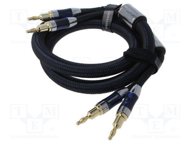 Cable; banana plug x2,both sides; 5m; Plating: gold-plated; black