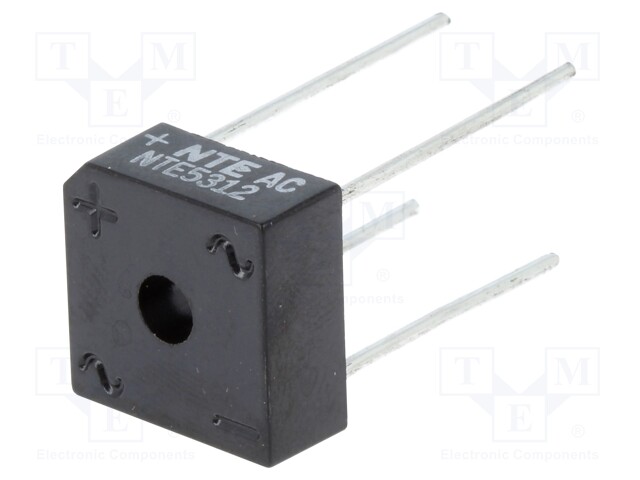 Single-phase bridge rectifier; Urmax: 100V; If: 8A; Ifsm: 200A; THT