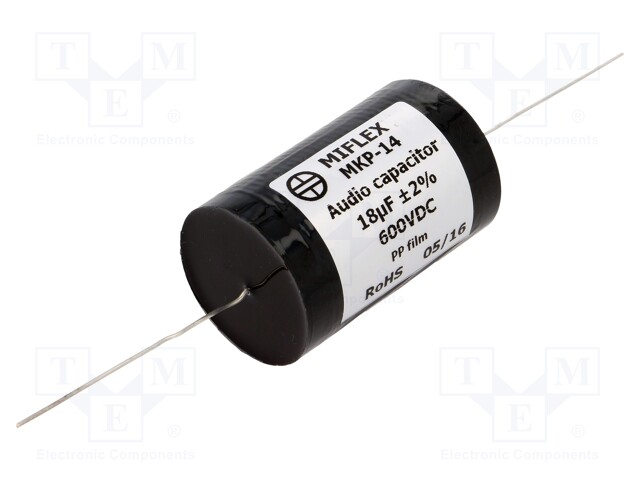 Capacitor: polypropylene; 18uF; 600VDC; ±2%; Ø39.2x62mm; -25÷85°C