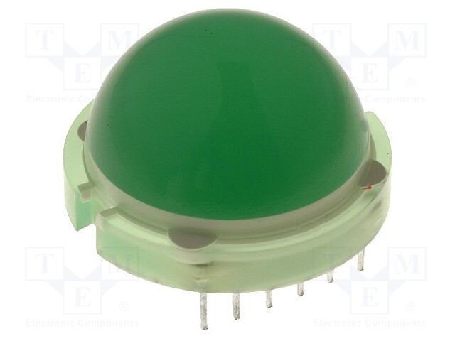 LED; 20mm; green; 40÷75mcd; 120°; No.of term: 12; 20mA; Front: convex