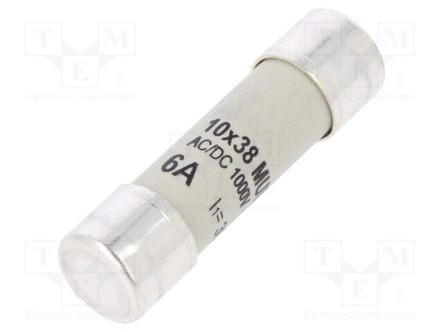 Fuse: fuse; gR; 6A; 1000VDC; cylindrical