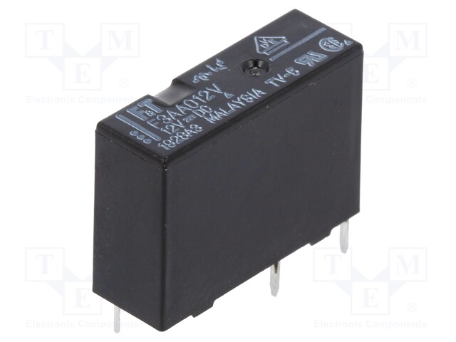 Relay: electromagnetic; SPST-NO; Ucoil: 12VDC; 5A/250VAC; 5A/30VDC