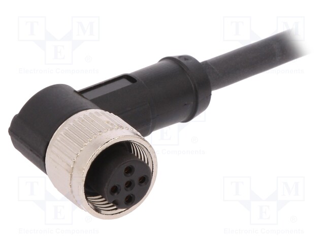 Connection lead; M12; PIN: 5; angled; 10m; plug; 60VAC; 4A; -25÷80°C