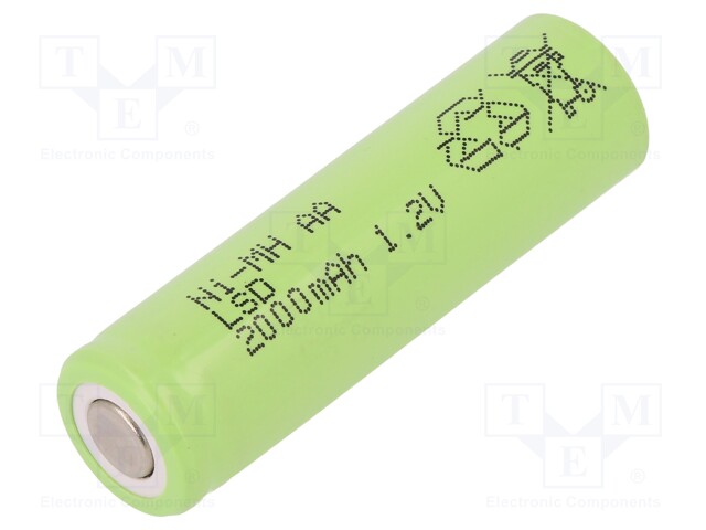 Re-battery: Ni-MH; AA; 1.2V; 2000mAh; Ø14.5x49mm; Features: low +