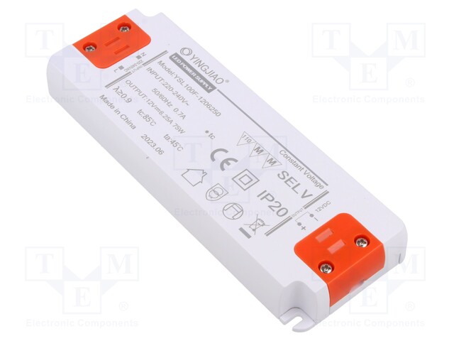 Power supply: switched-mode; LED; 75W; 12VDC; 6.25A; 220÷240VAC