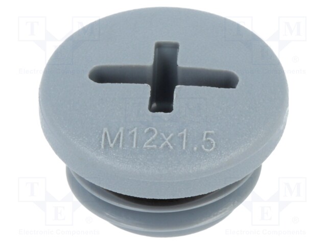 Stopper; polyamide; grey; IP68; Entrelec; Gland: M12; 6mm; Pitch: 1.5