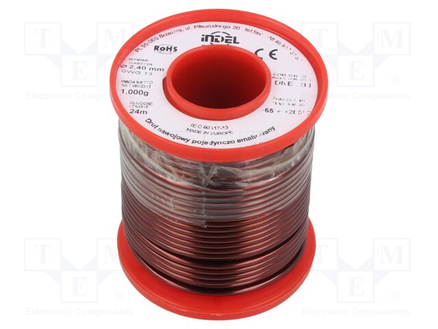 Coil wire; single coated enamelled; 2.4mm; 1kg; -65÷200°C