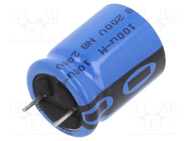 Electrolytic Capacitor, 100 µF, 200 V, 152 RMH Series, ± 20%, Radial Leaded, 4000 hours @ 105°C