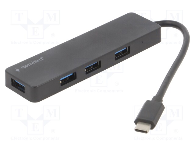 Hub USB; USB A socket x4,USB C plug; USB 3.1; black; 0.15m