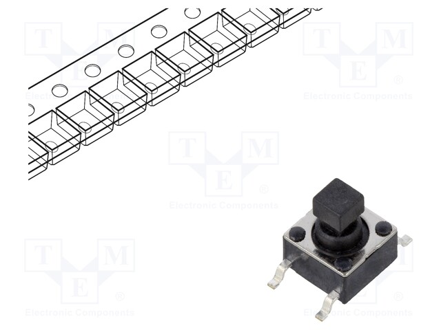 Microswitch TACT; SPST-NO; Pos: 2; 0.05A/12VDC; SMT; 1.57N; 6x6x4mm