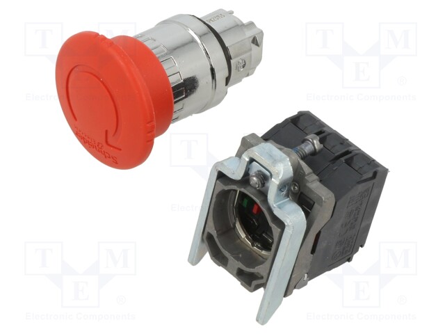 Emergency Stop Switch, DPST-NC, SPST-NO, Turn to Release, Screw Clamp, 6 A, 120 V