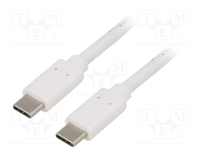 Cable; USB 3.1; USB C plug,both sides; 1m; white; 10Gbps