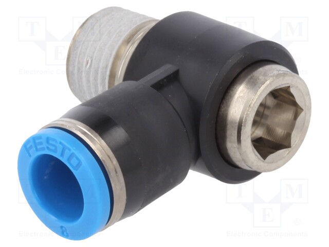 Push-in fitting; threaded,angled 90°; R 1/4"; outside