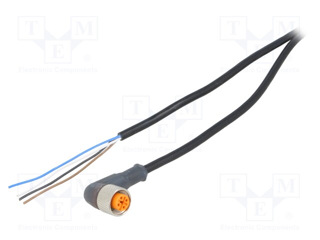 Connection lead; M12; PIN: 4; angled; 5m; plug; 240VAC; 4A; -40÷90°C