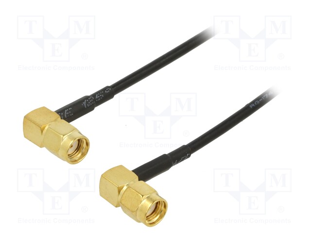 Cable; 50Ω; 1m; RP-SMA male,both sides; black; angled