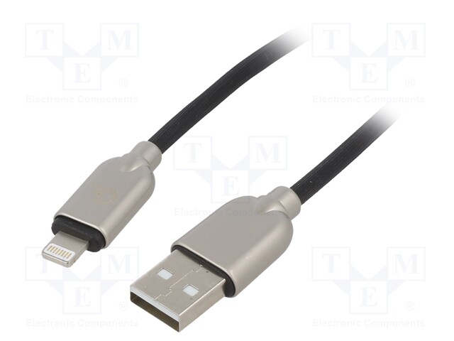 Cable; USB 2.0; Apple Lightning plug,USB A plug; 1m; black