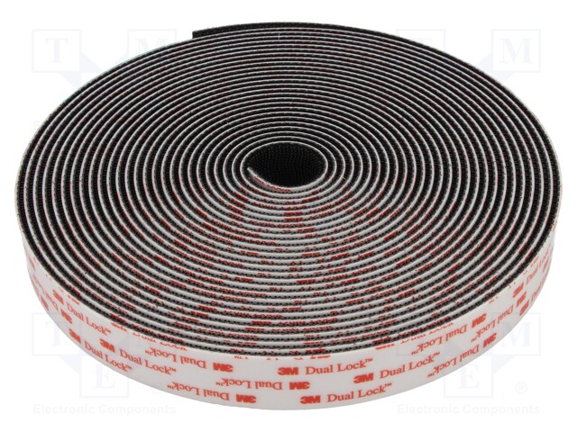 Tape: velcro; W: 25mm; L: 10m; D: 5.7mm; acrylic; black; -29÷93°C