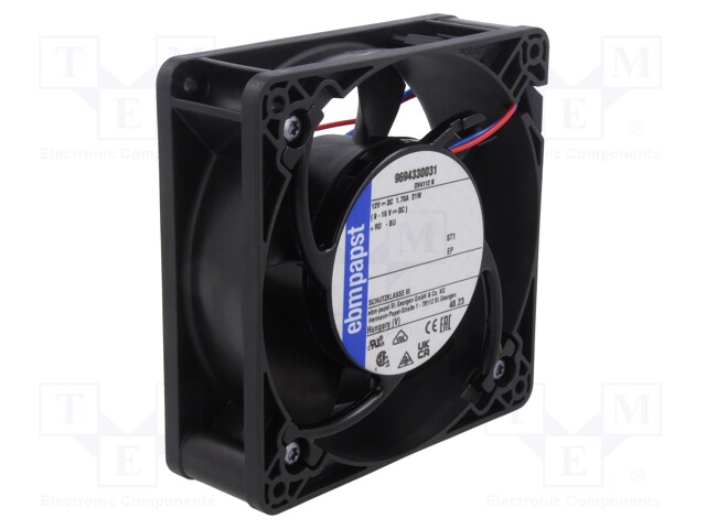 Fan: DC; axial; 119x119x38mm; 280m3/h; 61dBA; ball bearing; 6000rpm