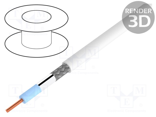 Wire: coaxial; SAT-KOAX-1.0/4.6; solid; Cu; PE; white; 100m