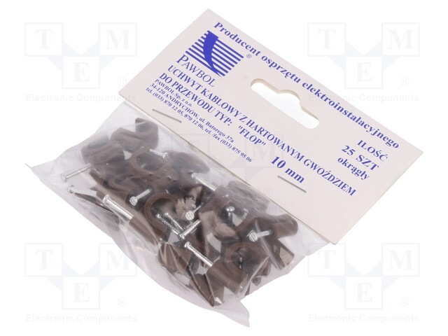 Holder; brown; Application: on round cable; 25pcs; with a nail