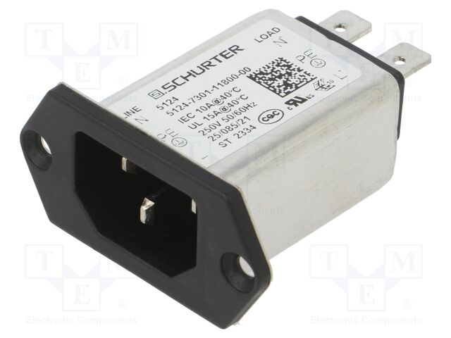 Connector: AC supply; socket; male; 15A; 250VAC; IEC 60320; C14 (E)