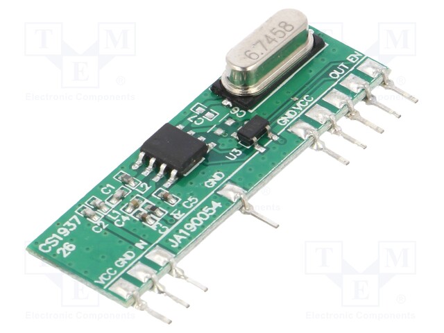 Module: RF; AM receiver; OOK; 433.92MHz; -113dBm; 2÷5.5VDC; 38x12mm