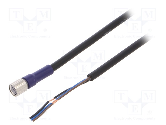 Connection lead; M8; PIN: 3; straight; 5m; plug; 0.5A; -10÷65°C; IP67