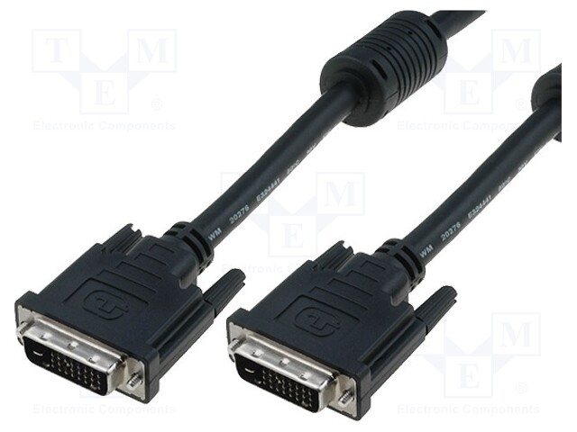 Cable; dual link; DVI-D (24+1) plug,both sides; 10m; black