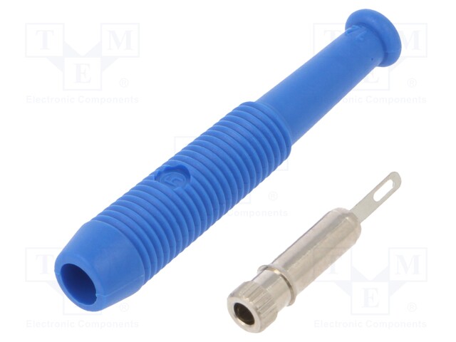 Socket; 2mm banana; 6A; 60VDC; Overall len: 39mm; blue; Ø: 2mm