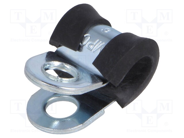 Fixing clamp; ØBundle : 6mm; W: 15mm; steel; Cover material: EPDM