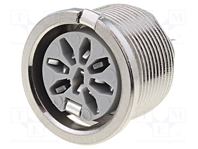 Socket; DIN; female; PIN: 8; Layout: 270°; THT; 34V; 2A; silver plated