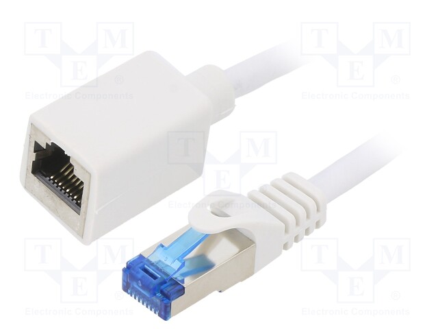 Extender RJ45; S/FTP; 6a; Cu; LSZH; white; 1m; 26AWG