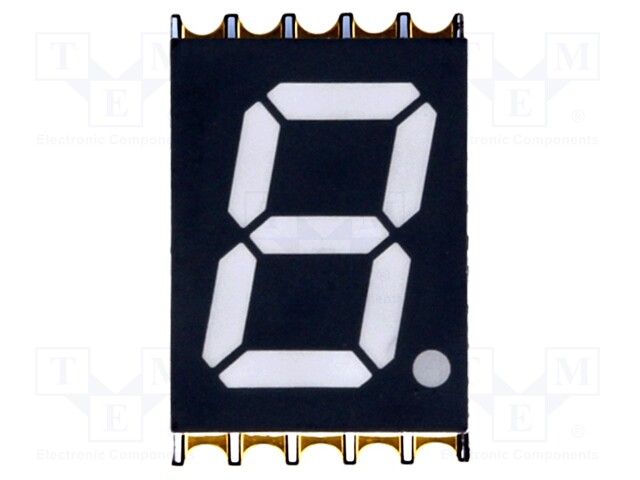 Display: LED; 7-segment; 10mm; 0.39"; No.char: 1; red; 30mcd; anode