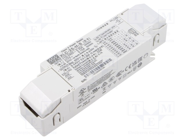 Power supply: switching; LED; 25W; XLC-25; -25÷85°C; OUT: 1