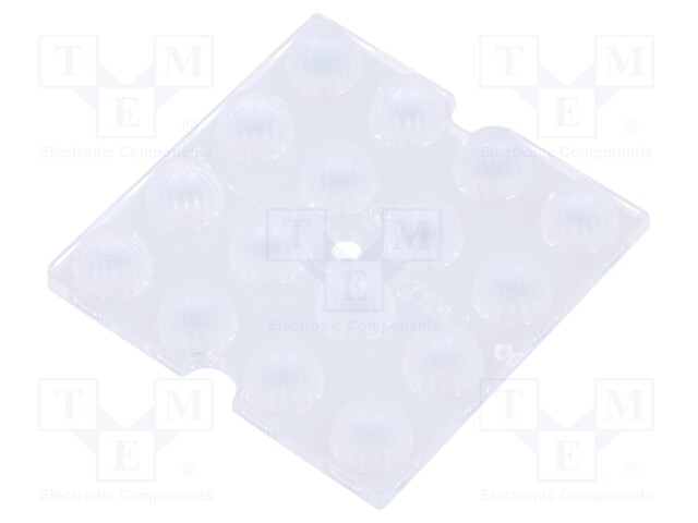 LED lens; square; Mat: PMMA plexiglass; transparent; 25°; H: 7.5mm