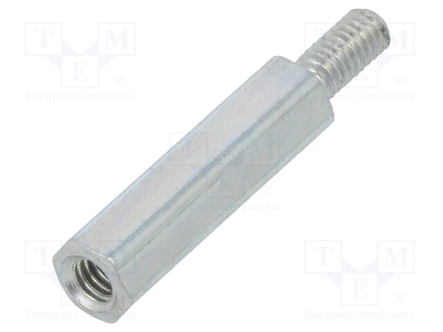 Screwed spacer sleeve; Int.thread: M2,5; 15mm; Ext.thread: M2,5