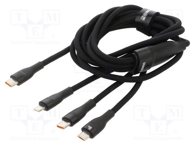 Cable; Apple Lightning plug,USB B micro plug,USB C plug x2