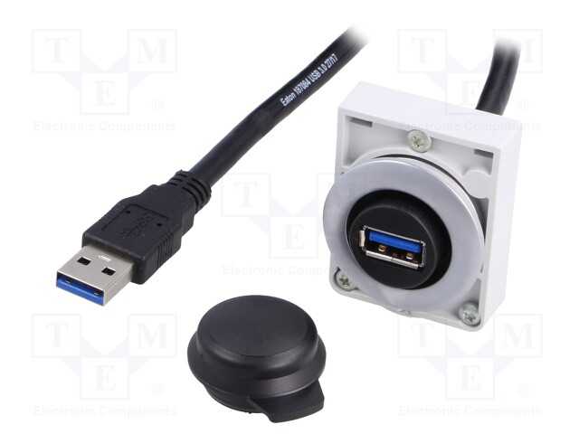 USB socket; 30mm; RMQ-Titan; Ø30.5mm; IP20; Len: 0.6m; USB 3.0 A/A