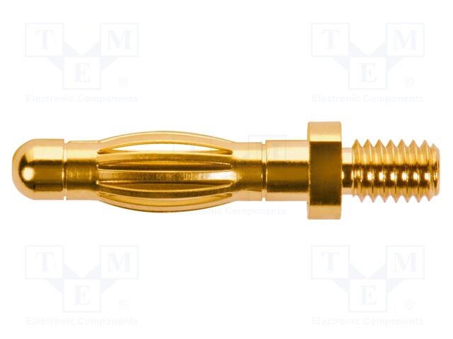 Plug; 4mm banana; 32A; 33VAC; 70VDC; 26mm; gold-plated; Thread: M4